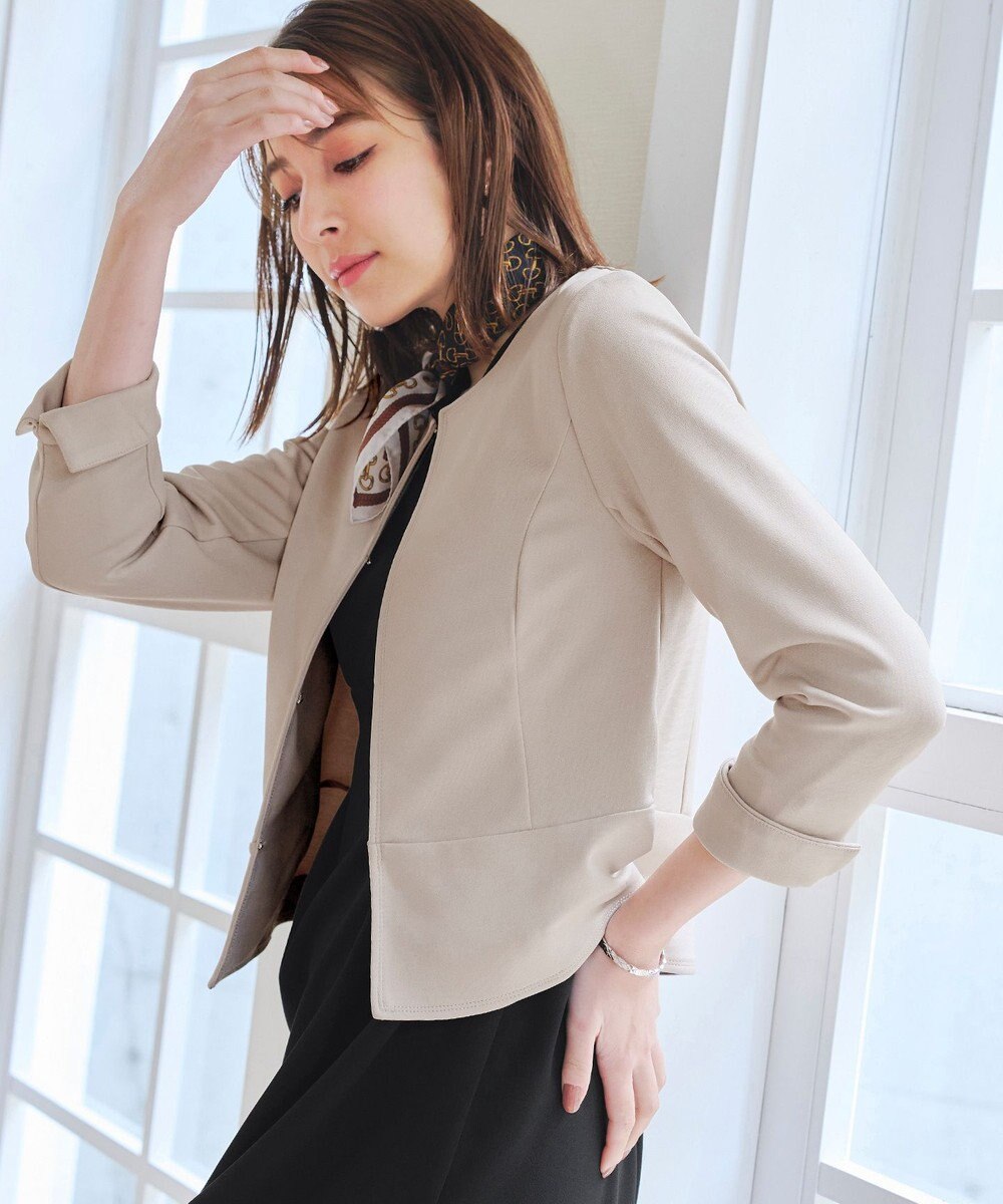 Tiaclasse 【新色追加・洗える】ノーカラーカットソージャケット 