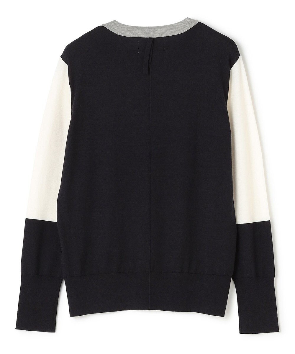 BEIGE， CHLOR / ウールシルク配色クルーネックニット 