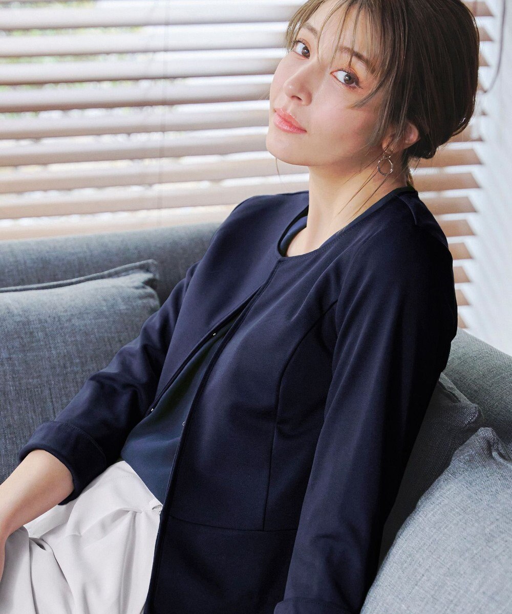 Tiaclasse 【新色追加・洗える】ノーカラーカットソージャケット 