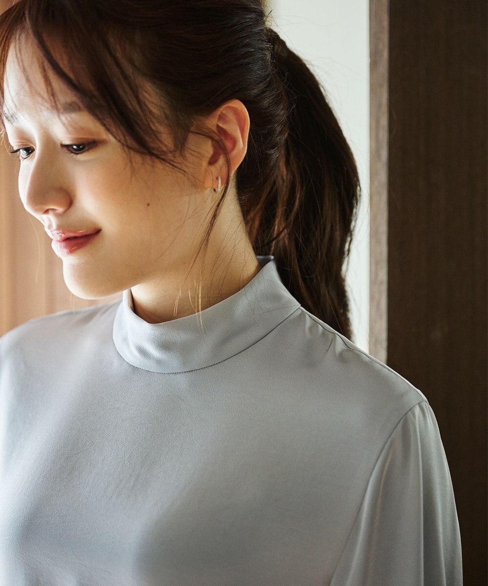 #Newans 【ストレッチ】〈花乃まりあさんコラボ〉ハイネックブラウス 