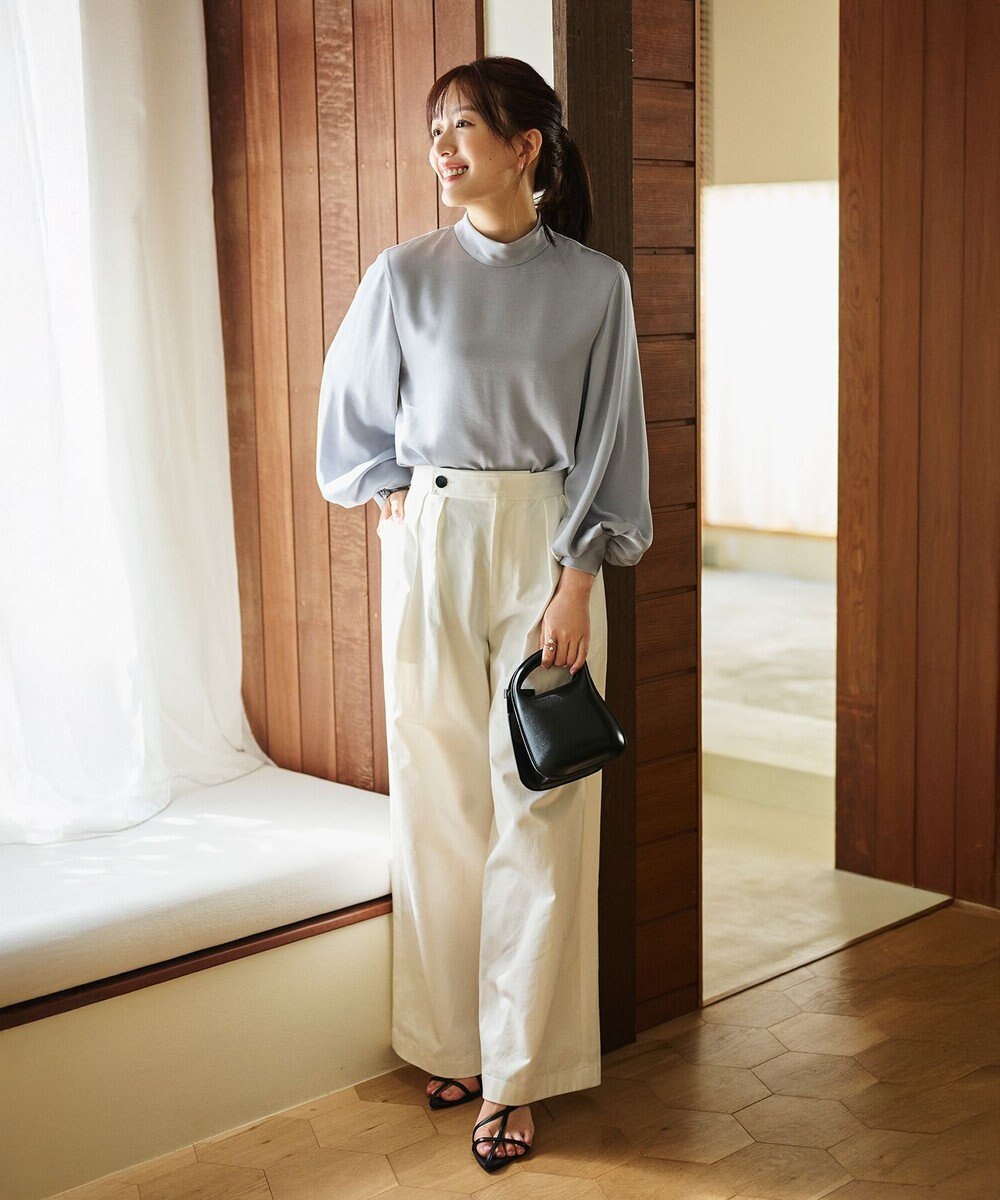 #Newans 【ストレッチ】〈花乃まりあさんコラボ〉ハイネックブラウス 