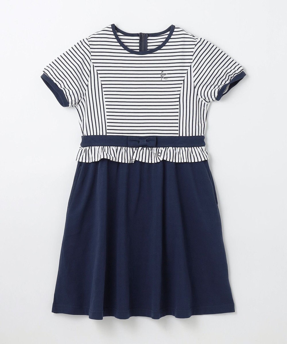 組曲 KIDS 【150-160㎝】マリンボーダー ワンピース 