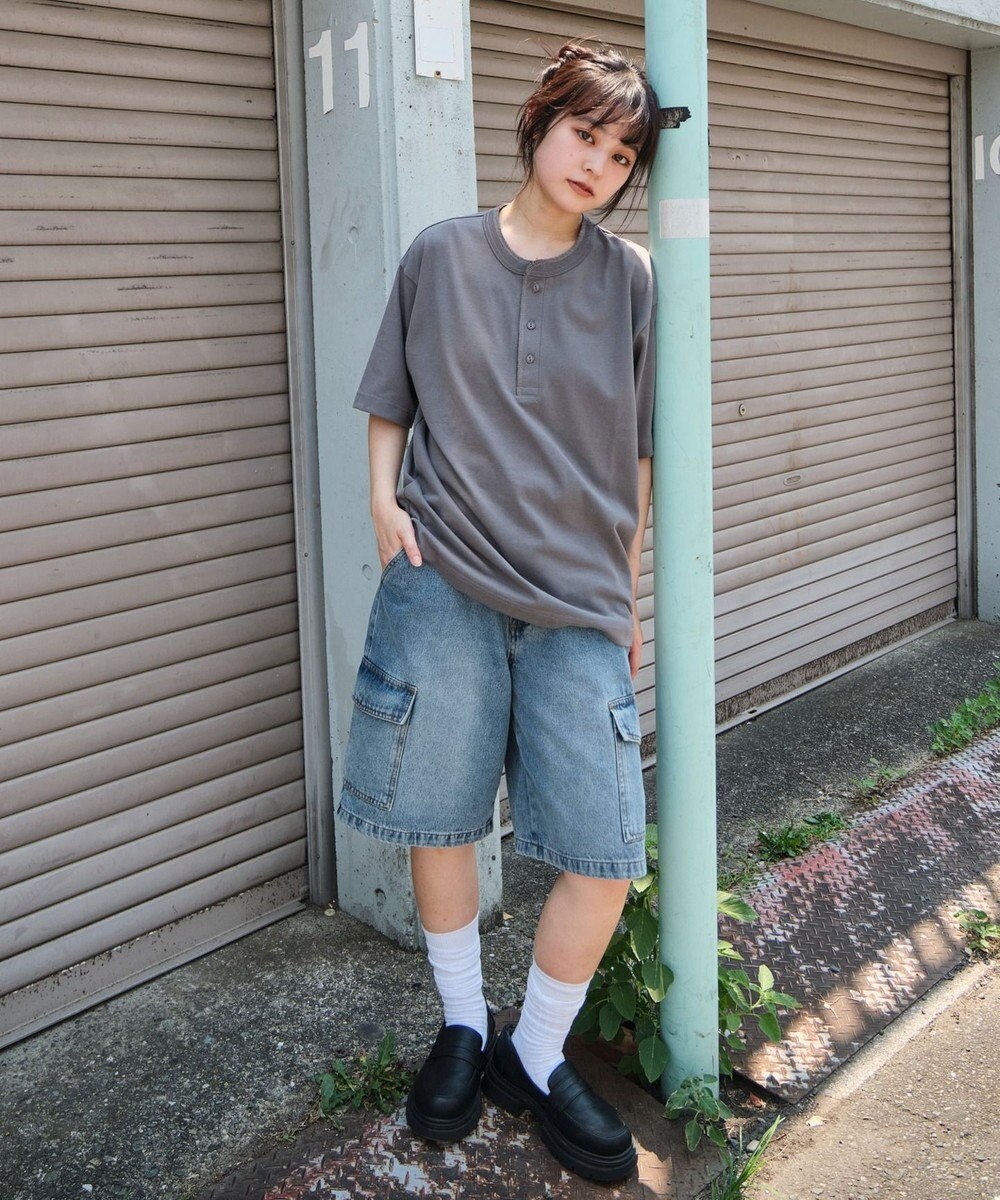 WEGO 【ユニセックス着用ITEM/MLサイズ展開】リラックスフィットヘンリーネックT（SS） 