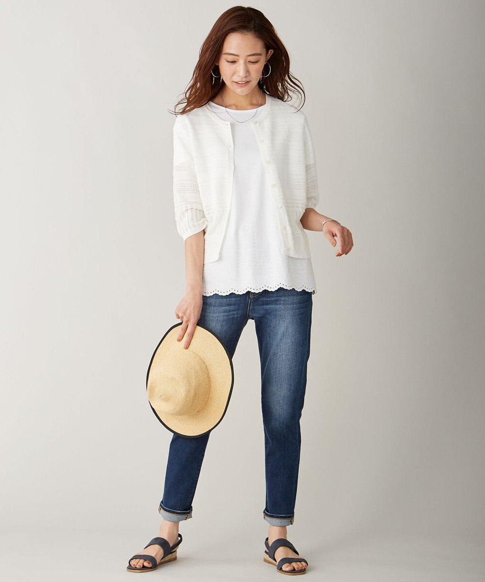 J.PRESS LADIES L 【UVケア・接触冷感】コンパクトコットンスムース 裾刺繍 カットソー 