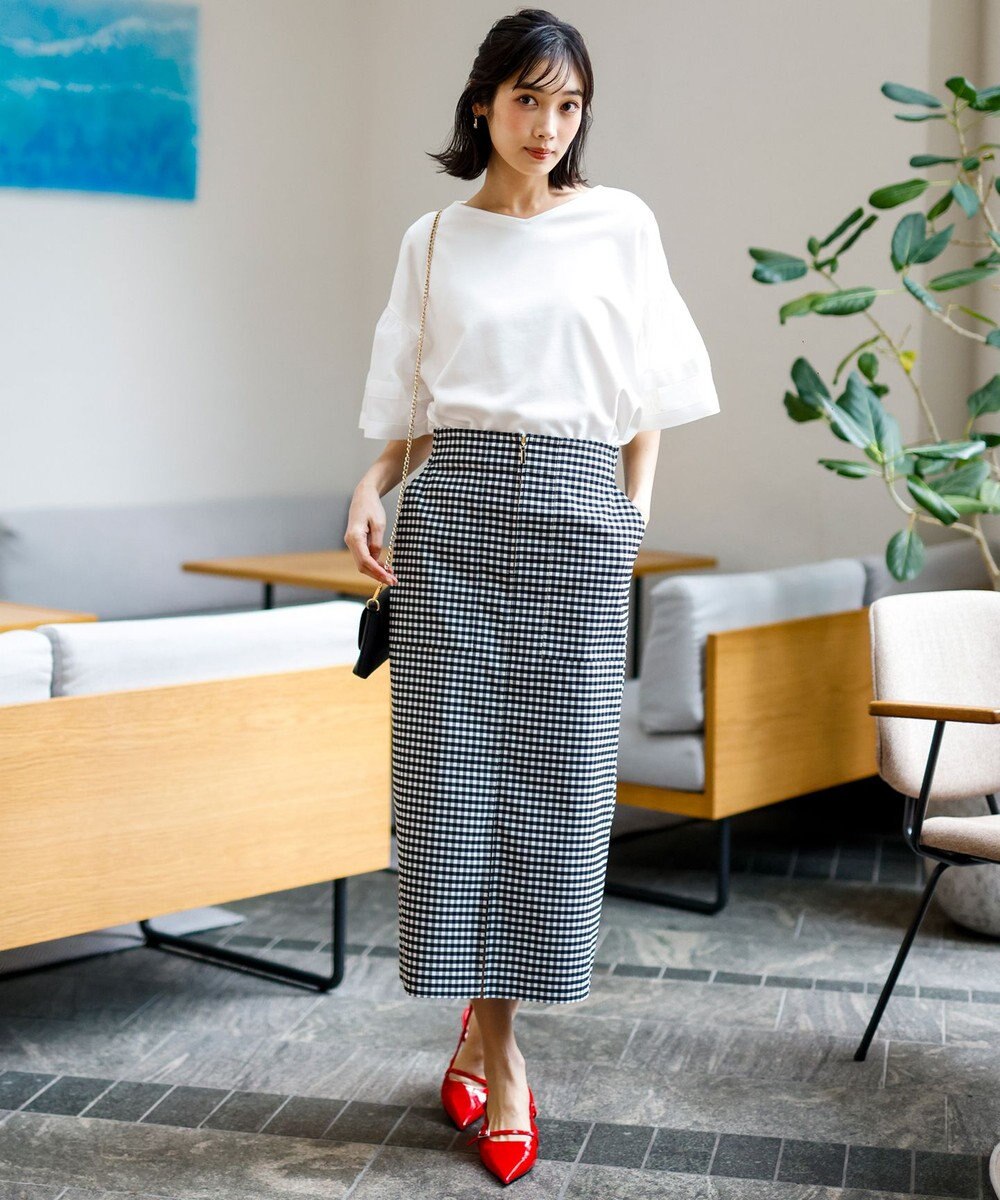 ANY SIS ゆるVネックチュールフリル袖 プルオーバー 