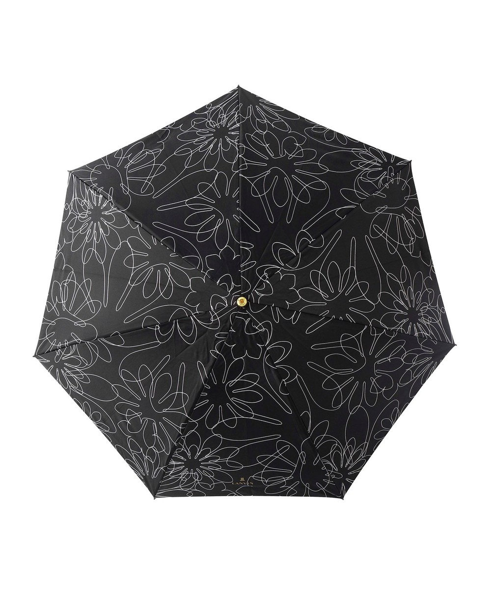MOONBAT 【新色追加】ランバン オン ブルー 折りたたみ傘 フラワー柄サテンジャガードプリント 簡単開閉 