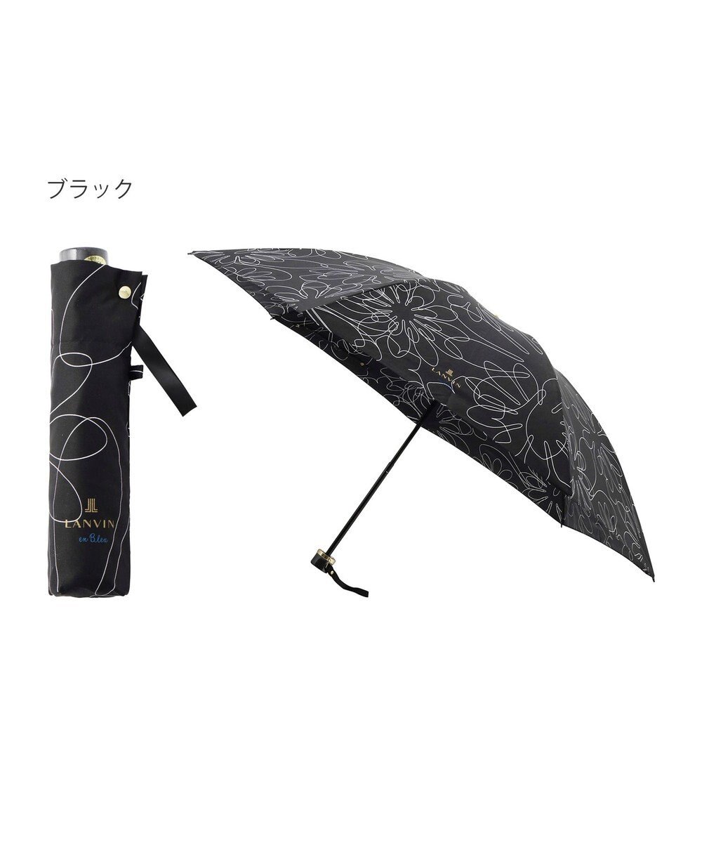 MOONBAT 【新色追加】ランバン オン ブルー 折りたたみ傘 フラワー柄サテンジャガードプリント 簡単開閉 