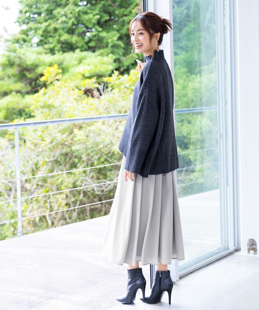 Tiaclasse L 【洗える】モックネックポインテルニットトップス 