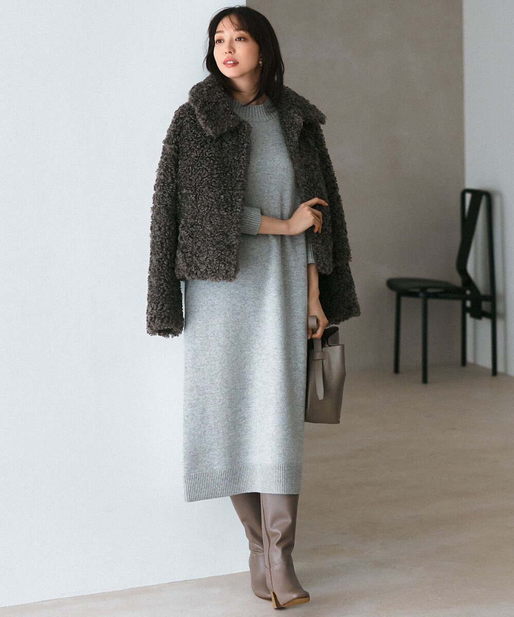 23区 S 【洗える】カシミヤブレンド ニットワンピース 