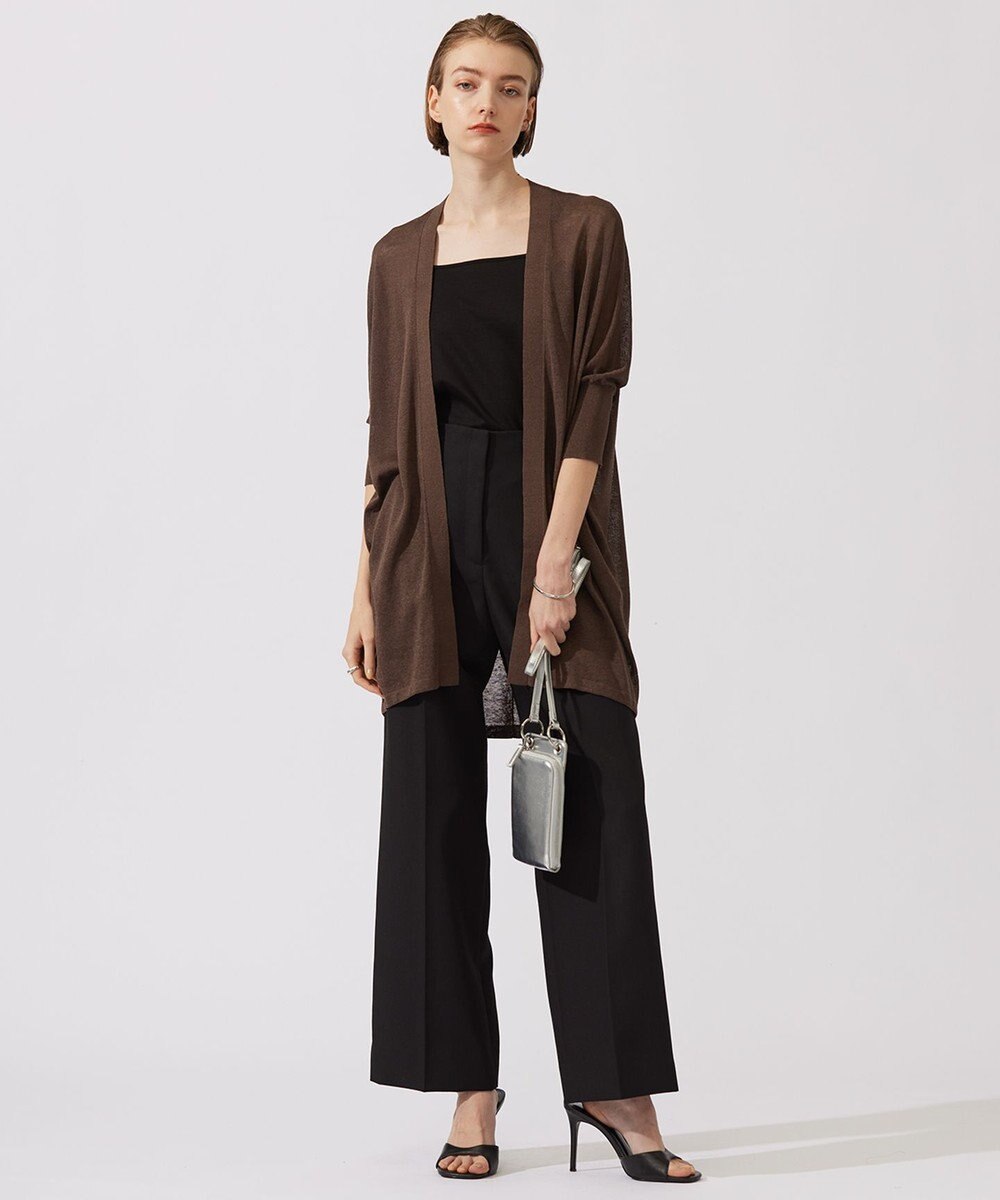 ICB 【洗える】 リネンポリエステルハイゲージ カーディガン 