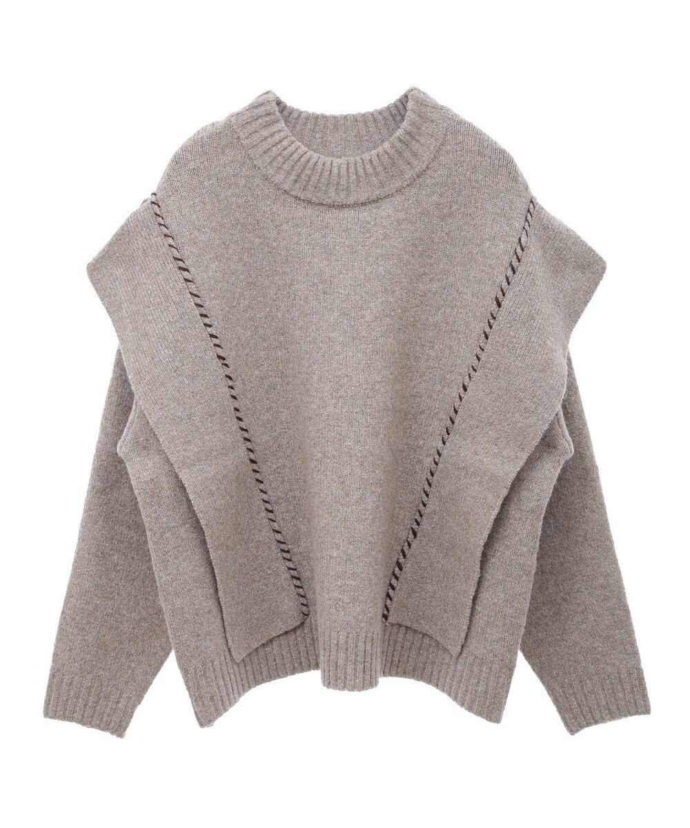 CRAFT STANDARD BOUTIQUE 洗える/ハンドステッチデザインニットプルオーバー 