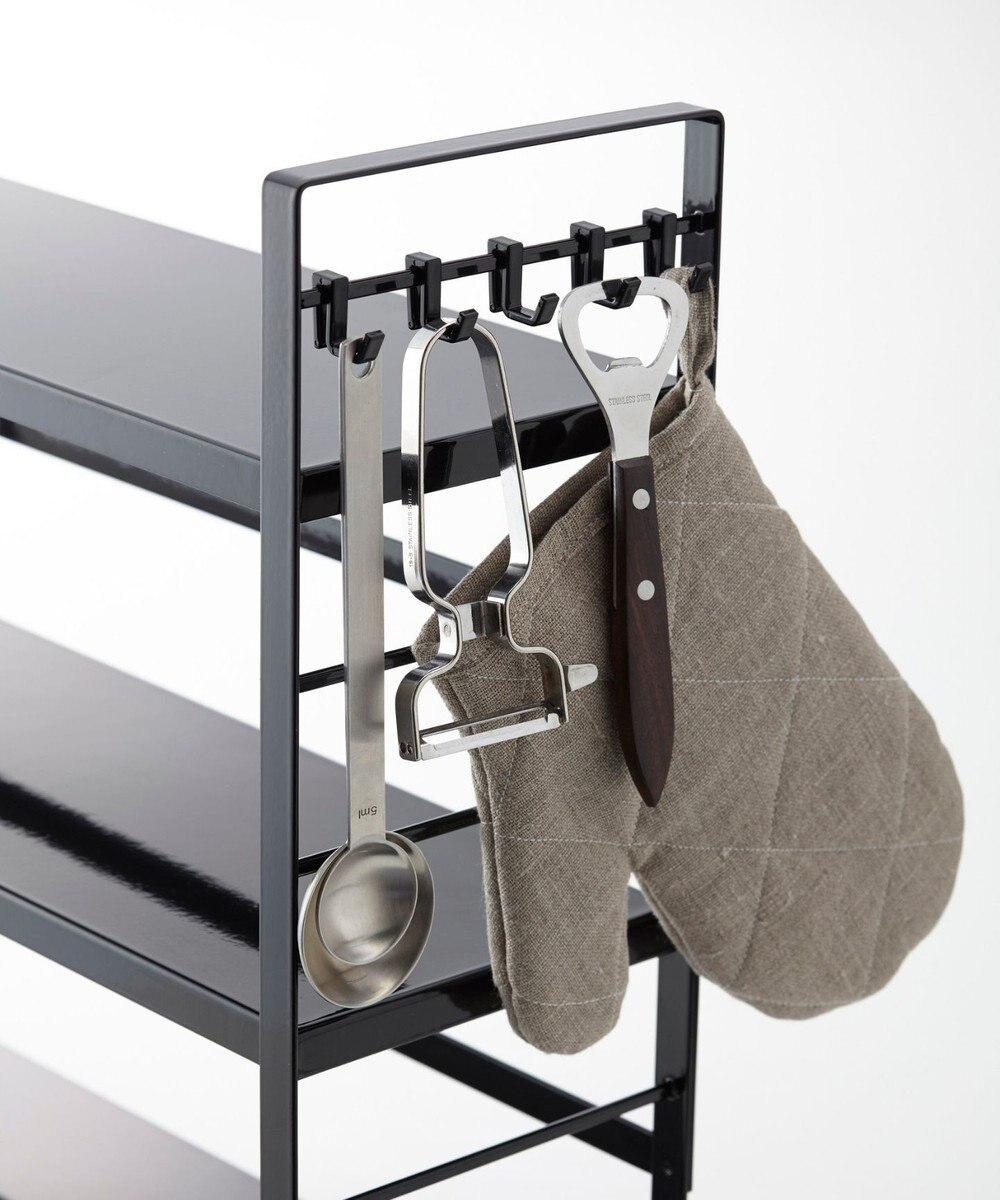 tower コンロ奥ラック 3段 タワー ブラック 