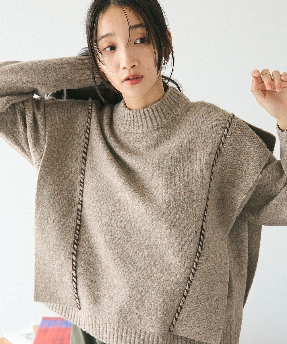 CRAFT STANDARD BOUTIQUE 洗える/ハンドステッチデザインニットプルオーバー 