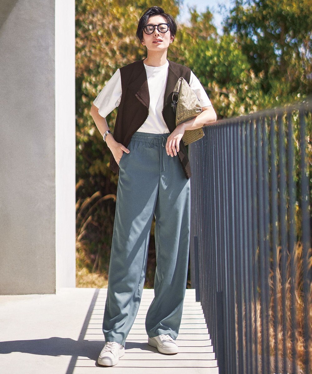 自由区 L 【洗える】ハイカウントクロップド丈 カットソー 