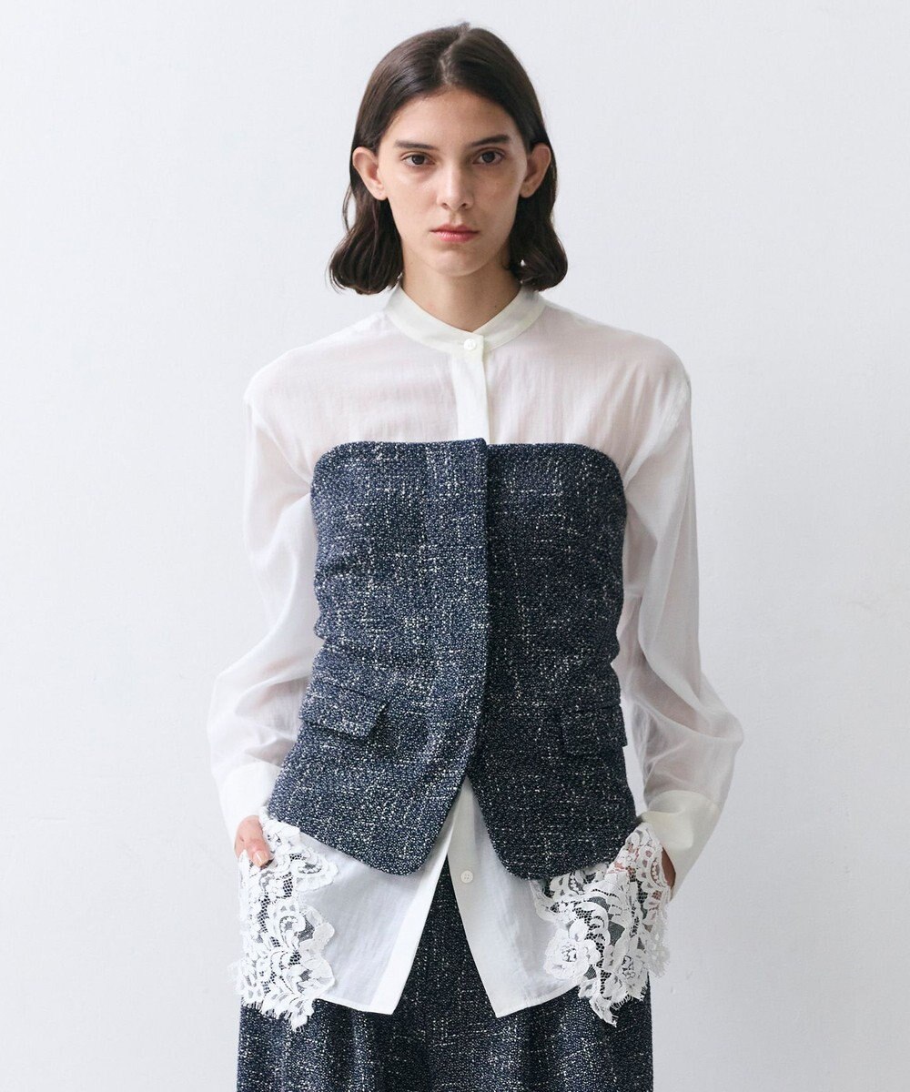 BEIGE， TRIPHANE / バックニットツイードビスチェ 