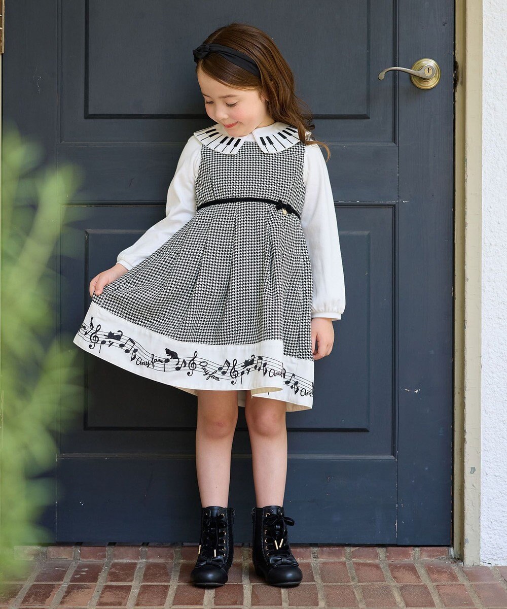 ANY KIDS モノトーン音符ジャンパースカート 