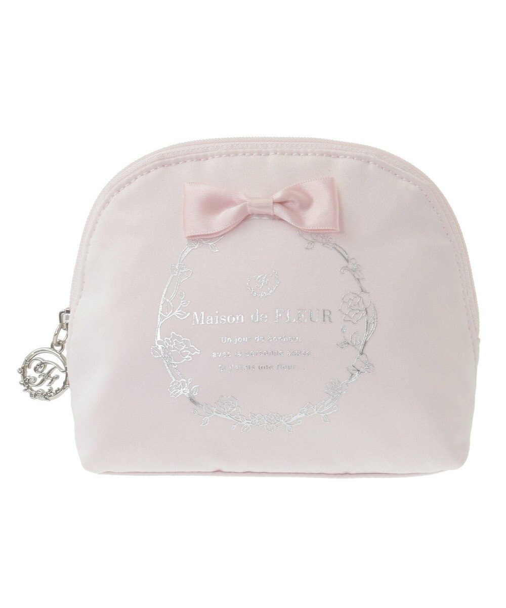 Maison de FLEUR サテンリボンラウンドポーチ 