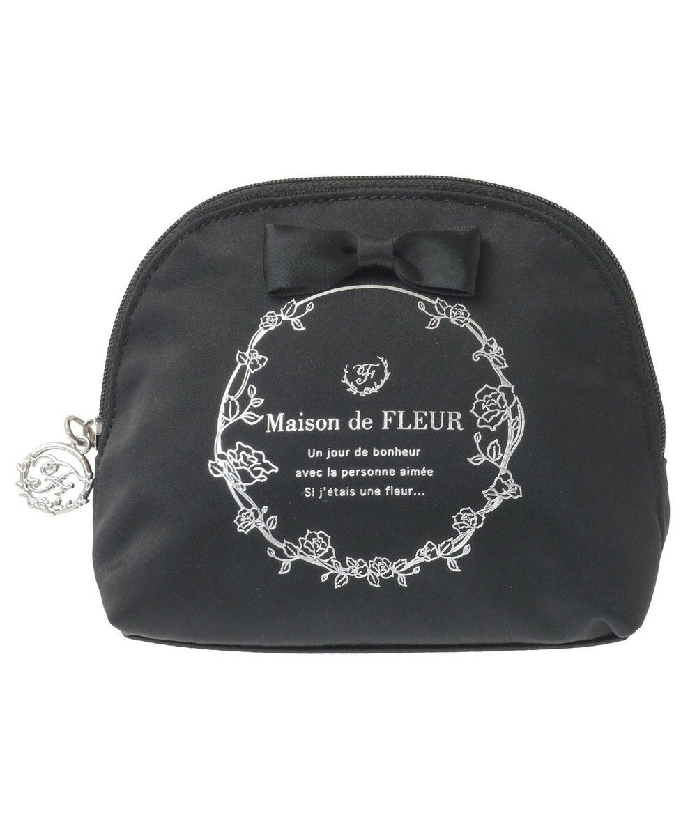 Maison de FLEUR サテンリボンラウンドポーチ 