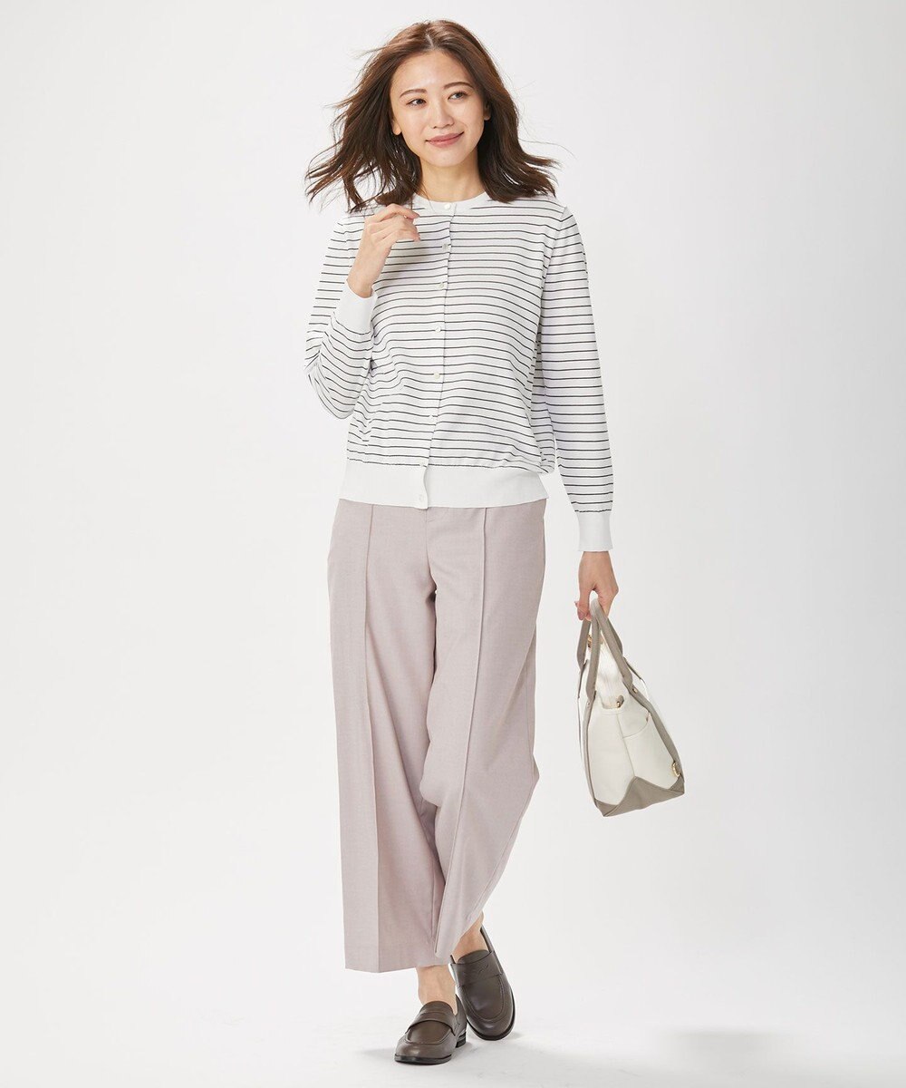 J.PRESS LADIES 【洗える】T/Rシャークスキン セミワイド パンツ 