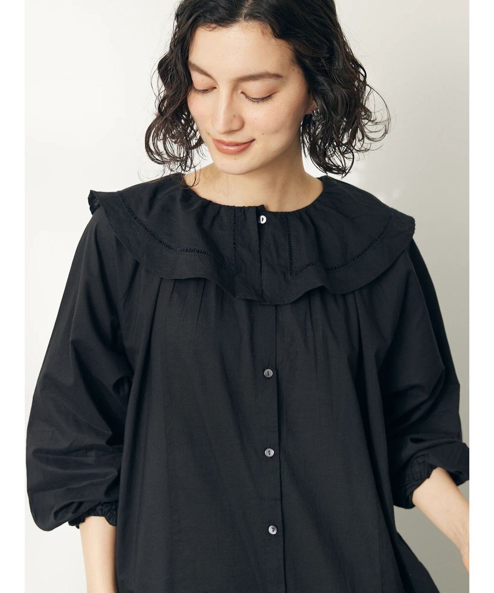 CRAFT STANDARD BOUTIQUE インド綿フリル衿ワンピース 