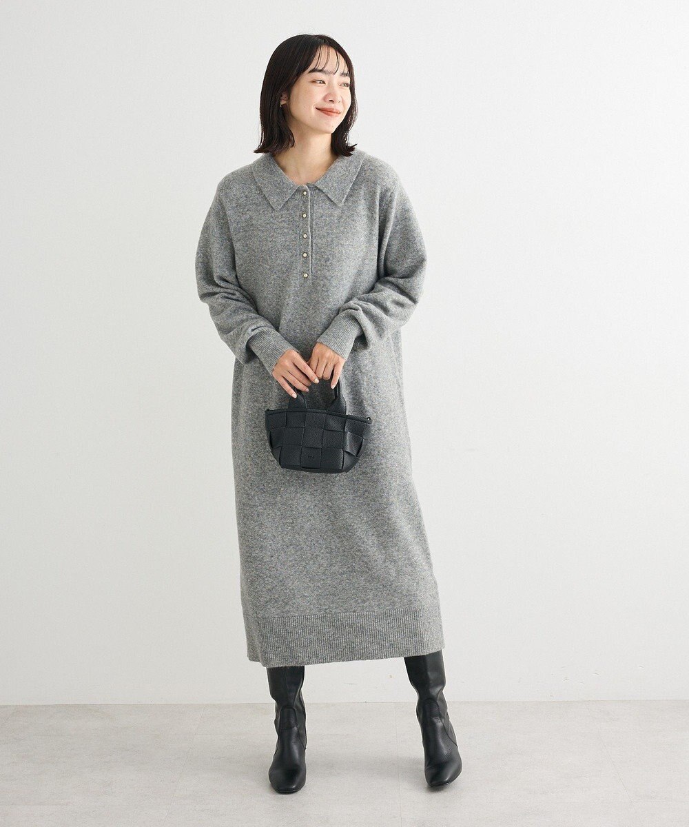 Green Parks 金釦ポロシャツニットワンピース 