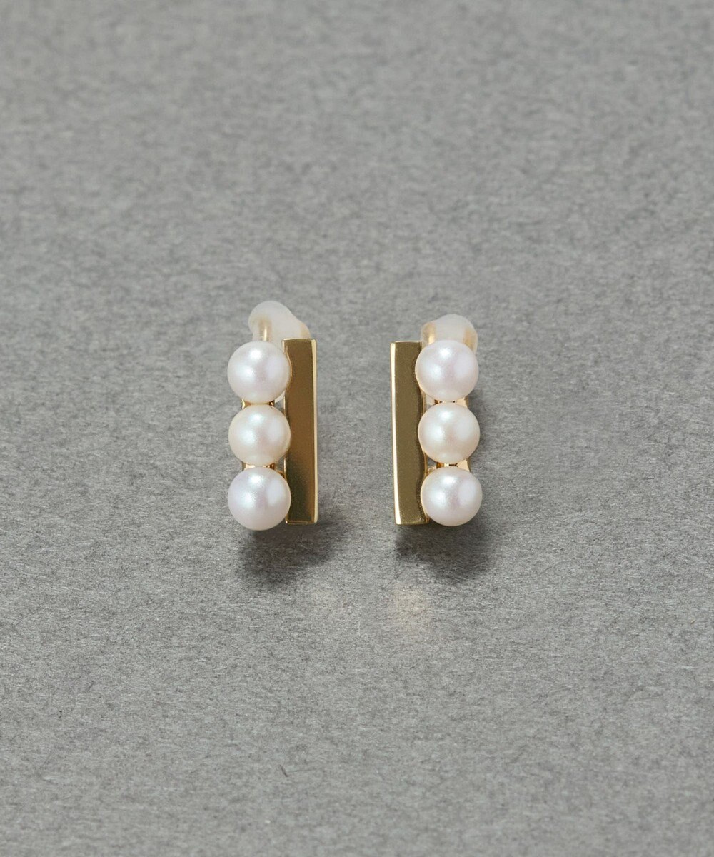 Phoebe 【痛くないシリーズ/金属アレルギー対応】パール＆バーライトフィットイヤリング　ゴールド 