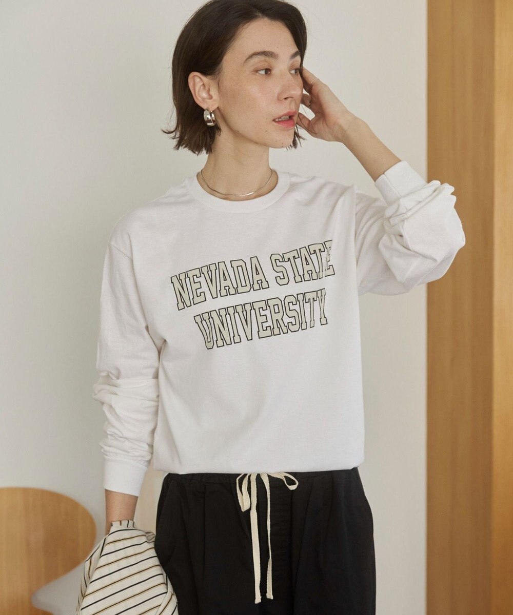 WEGO 【ANGIE VINTAGE】GILDAN カレッジロゴ オーバーサイズ プリント ロンT 