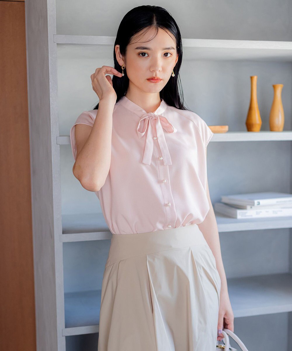 組曲 【洗える・イージーケア】シアーカルゼ ボウタイ ブラウス 