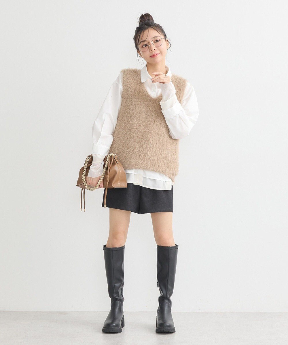 earth music&ecology シフォン×チュールレイヤードシャツ 