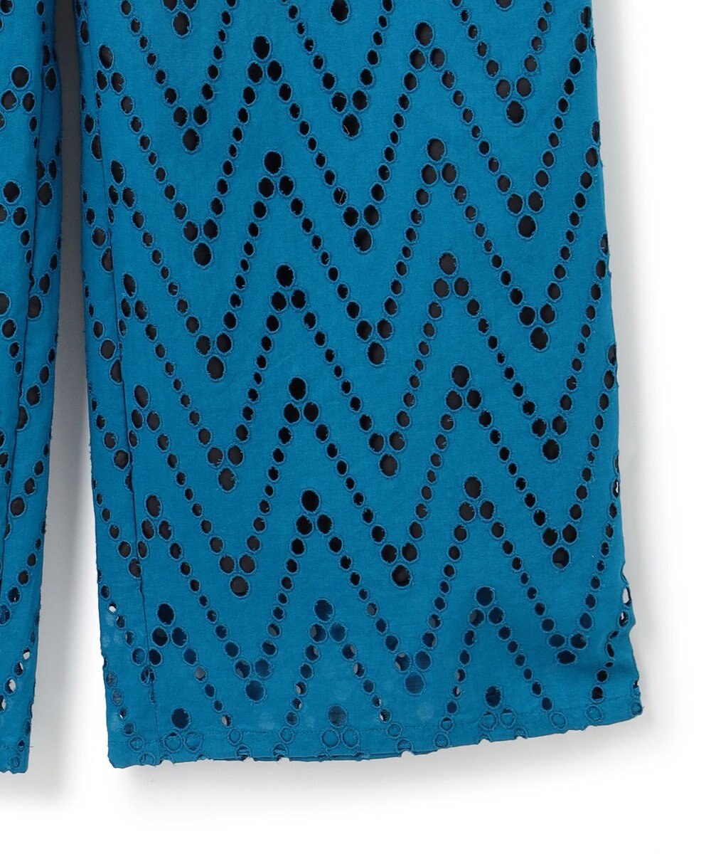 ICB 【洗える】 ヘリンボーンエンブロイダリー ワイドストレートパンツ 