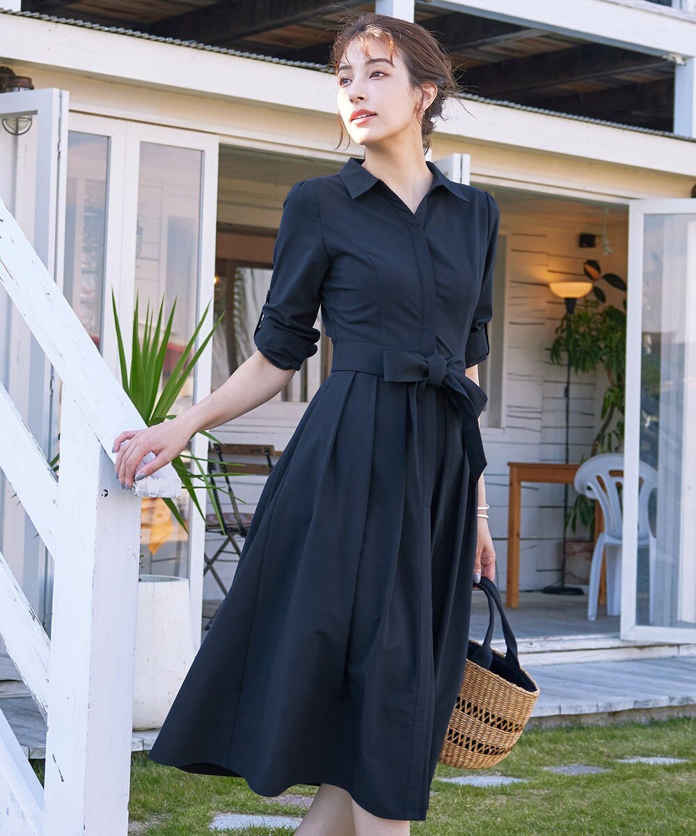 Tiaclasse 【洗える】シャツワンピース 