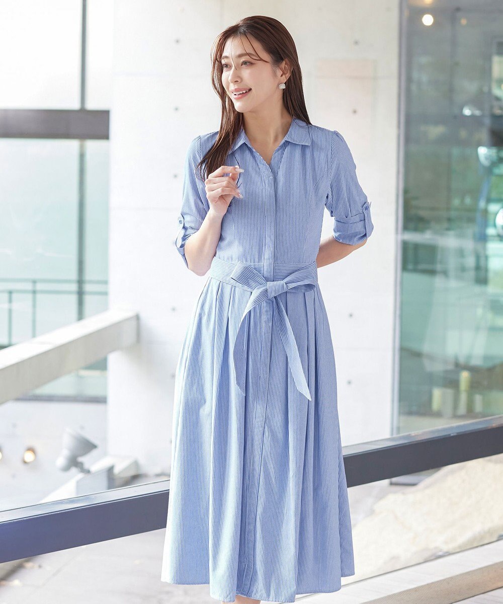 Tiaclasse 【洗える】シャツワンピース 