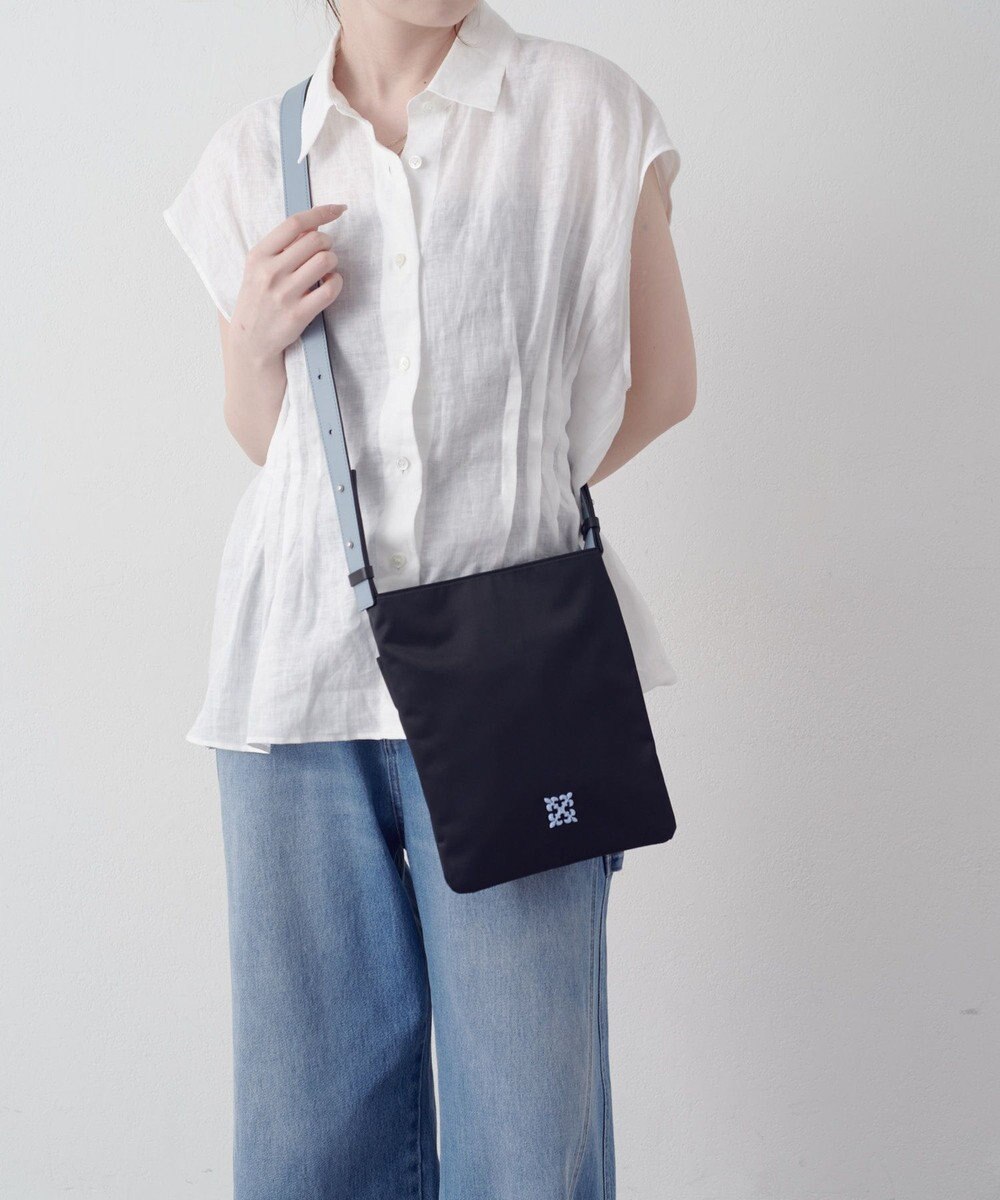 russet バイカラーレザーベルトフラットショルダーバッグ(SF-278) 