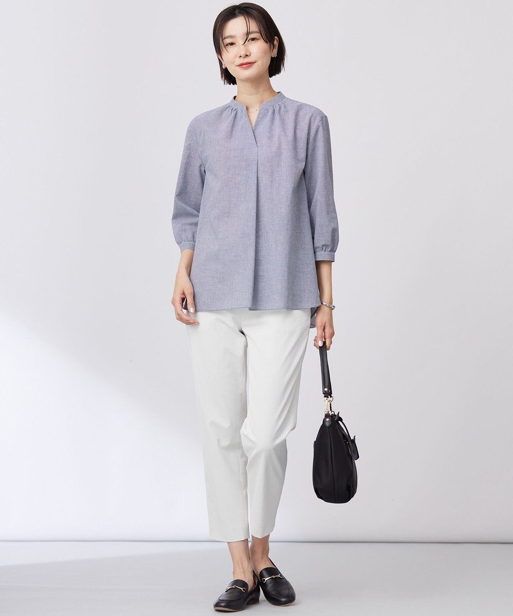 J.PRESS LADIES L 【洗える・接触冷感・UVケア・吸水速乾・防透け】麻シェルドライ テーパード パンツ 