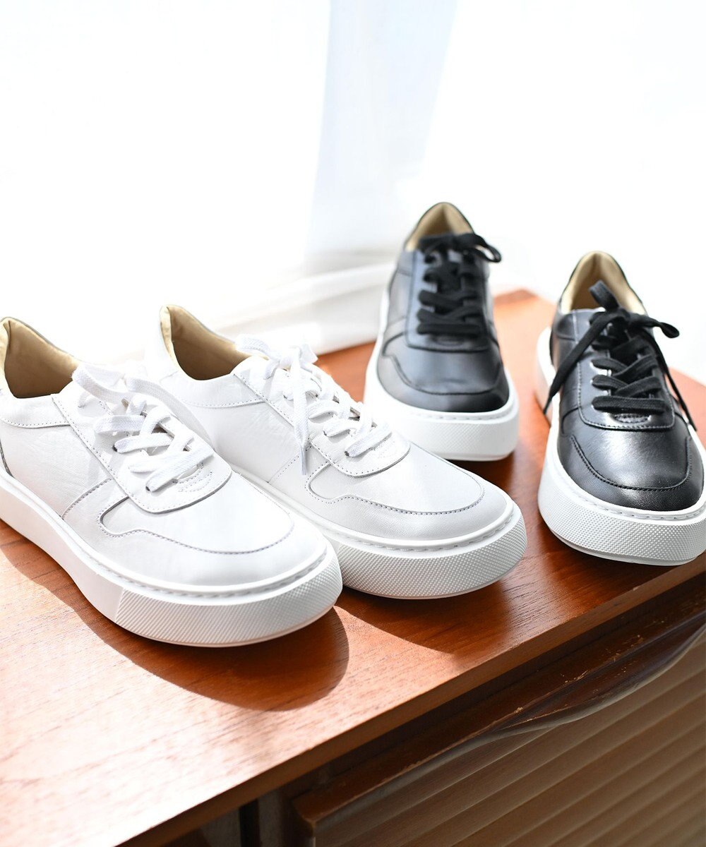 Pointer 日本製 本革軽量 大人厚底スニーカー 