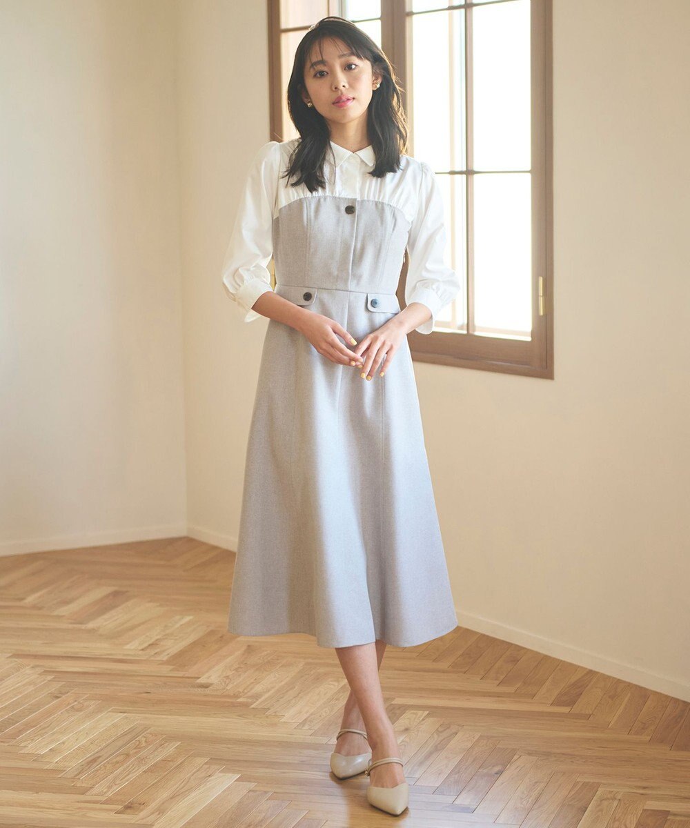 Feroux 【洗える】シャツドッキング ワンピース 