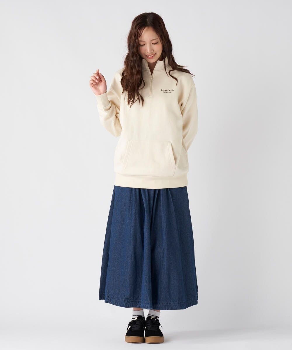 OP／FILA 【ocean pacific】Daily Cozy/あったか裏起毛ハーフジップロゴスウェット 