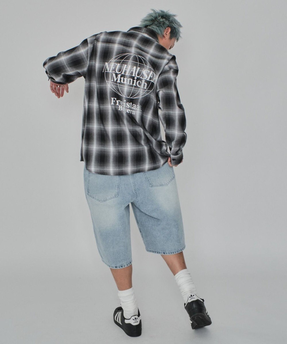 WEGO 【紐で調節可能】スーパーバギーデニムショーツ 