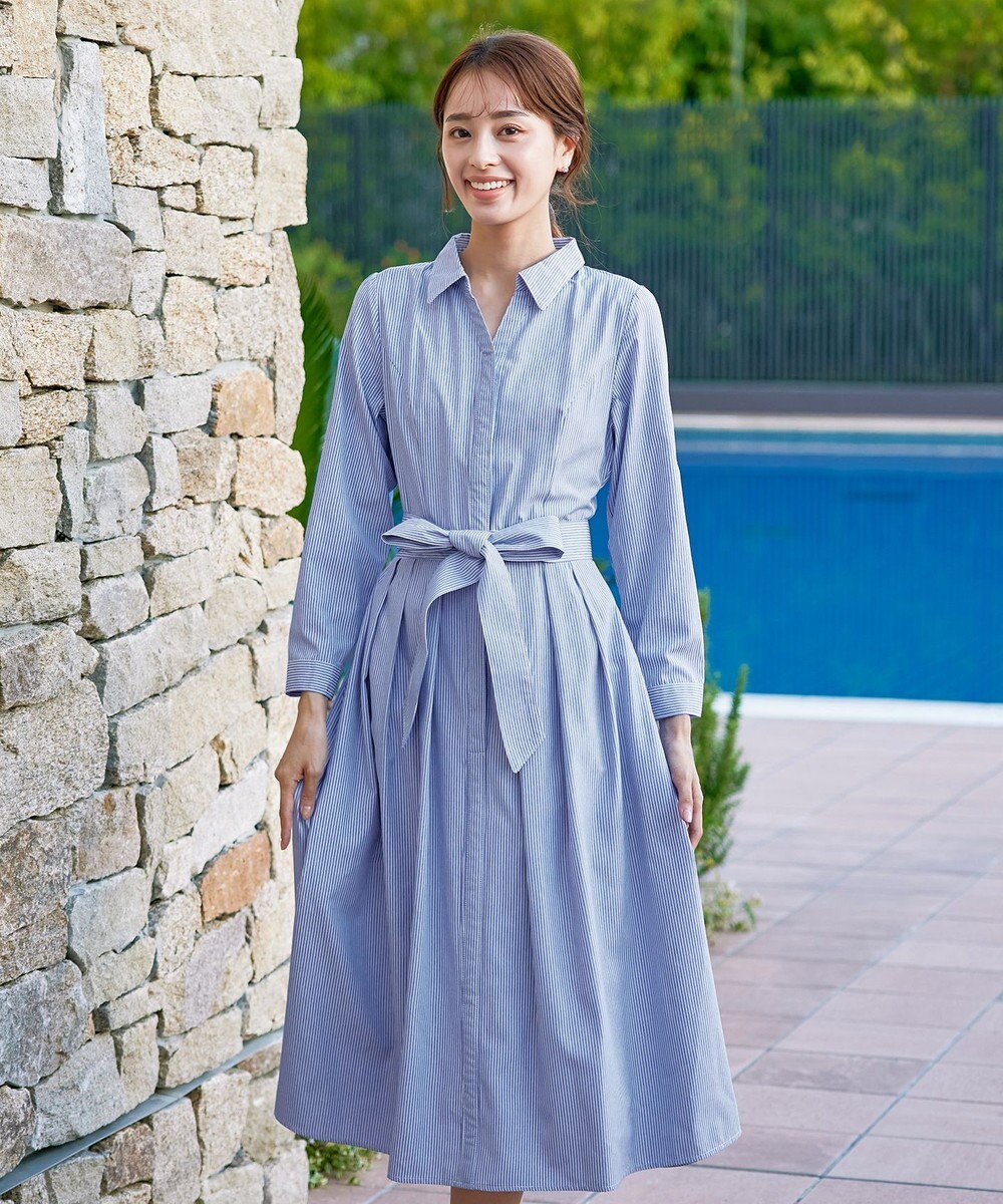 Tiaclasse 【洗える】シャツワンピース 