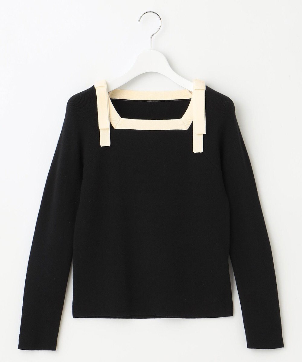 Feroux 【洗える】ショルダーリボン プルオーバーニット 