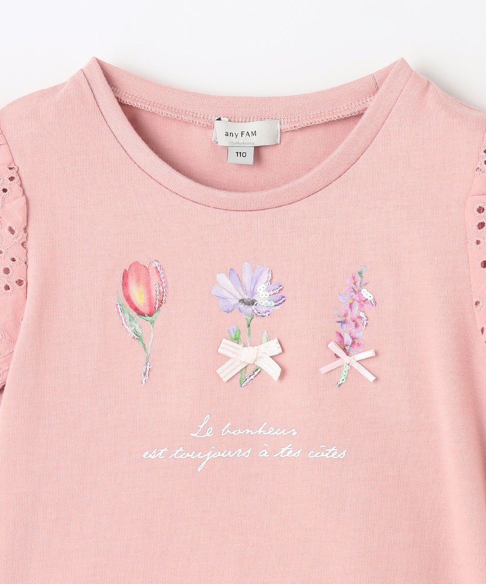 ANY KIDS フラワー スパンコール Tシャツ 