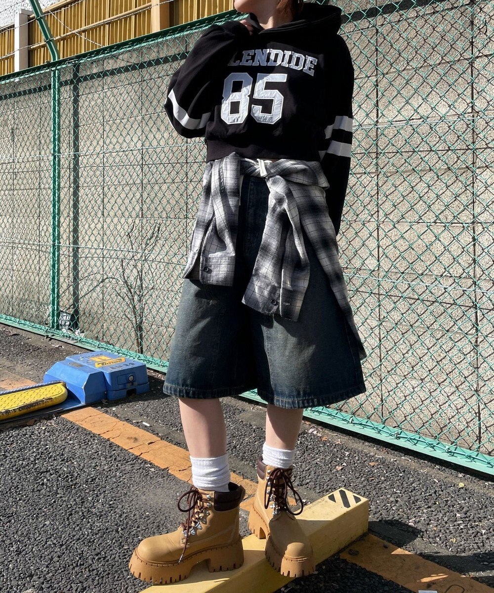 WEGO ナンバリングラインショートプルパーカー 