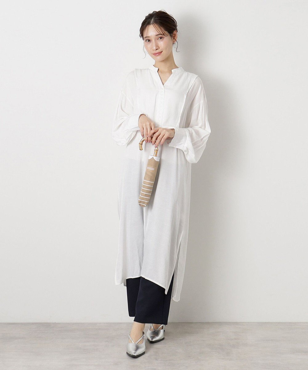 MOONBAT MACKINTOSH PHILOSOPHY(マッキントッシュ フィロソフィー) Cleric collar ボーダー 竹手元 雨傘 折りたたみ傘 