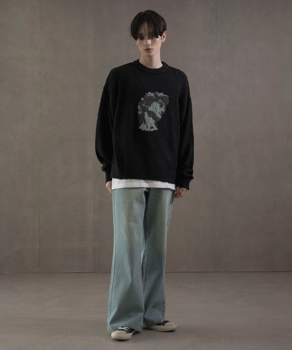 WEGO ボタンフライローライズフレアデニム 