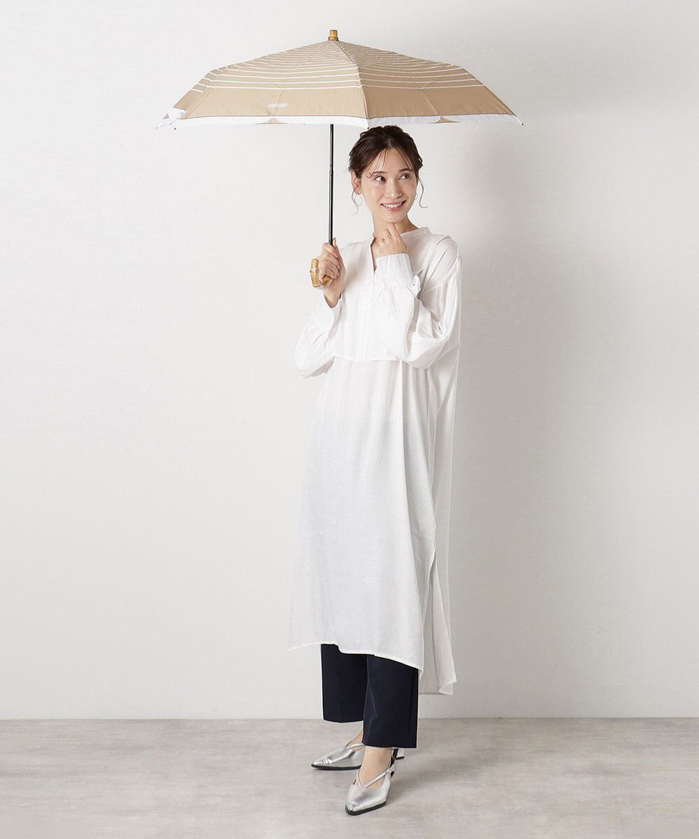 MOONBAT MACKINTOSH PHILOSOPHY(マッキントッシュ フィロソフィー) Cleric collar ボーダー 竹手元 雨傘 折りたたみ傘 