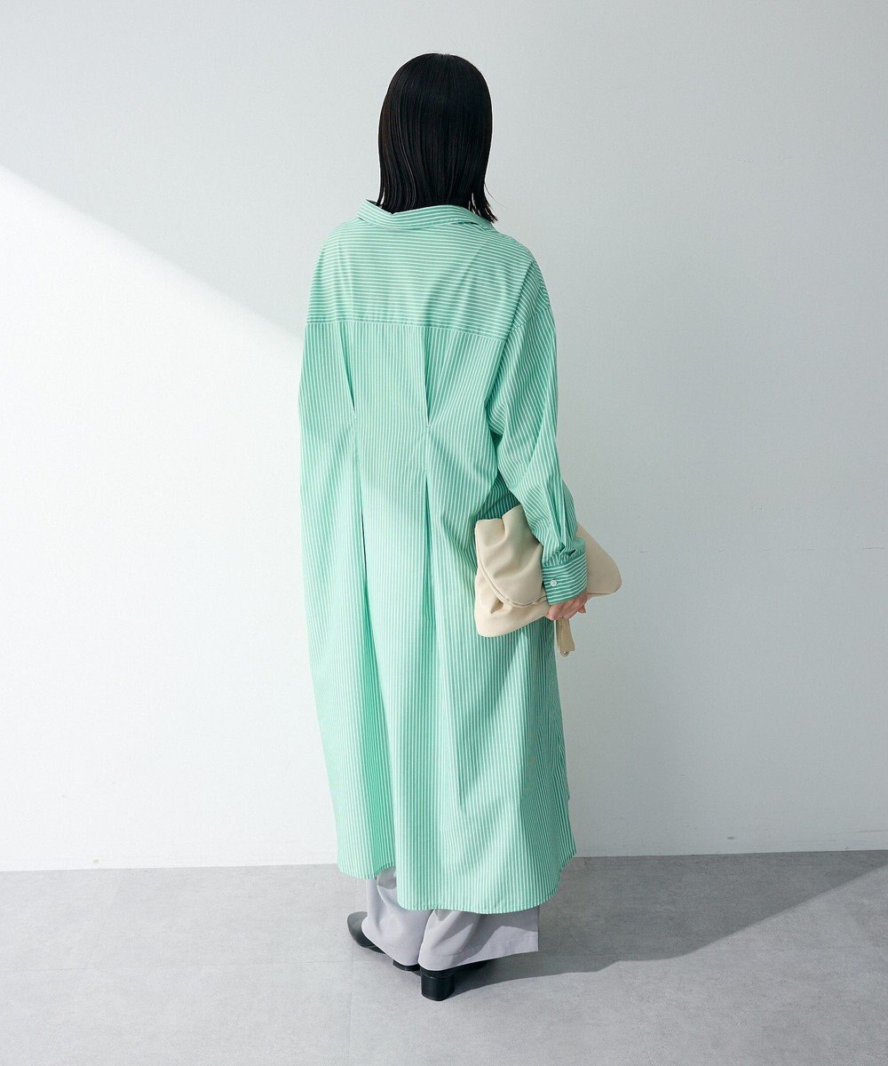 Green Parks イージーケア抜け衿ウエストタックシャツワンピース 