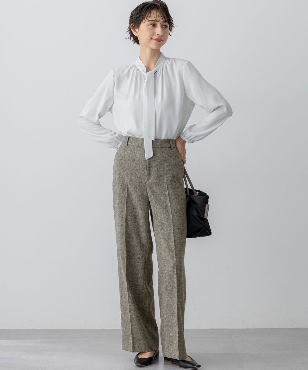 23区 【洗える/セットアップ対応】ウールライクカルゼ ワイド パンツ 
