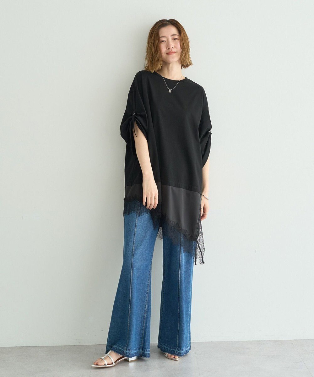 YECCA VECCA ドロストスリーブヘムレースTee 