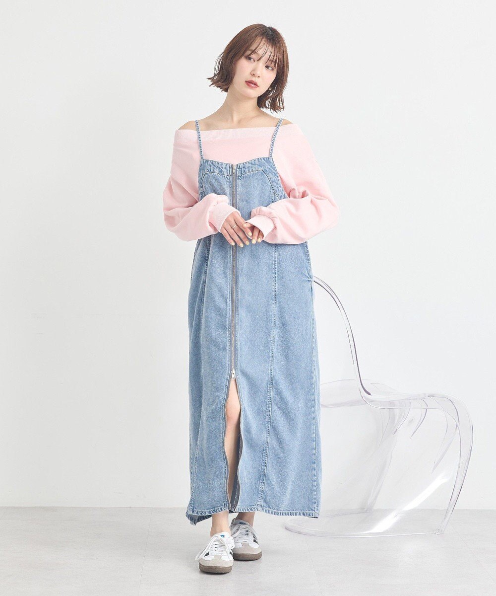 earth music&ecology ダブルジップデニムキャミワンピース 