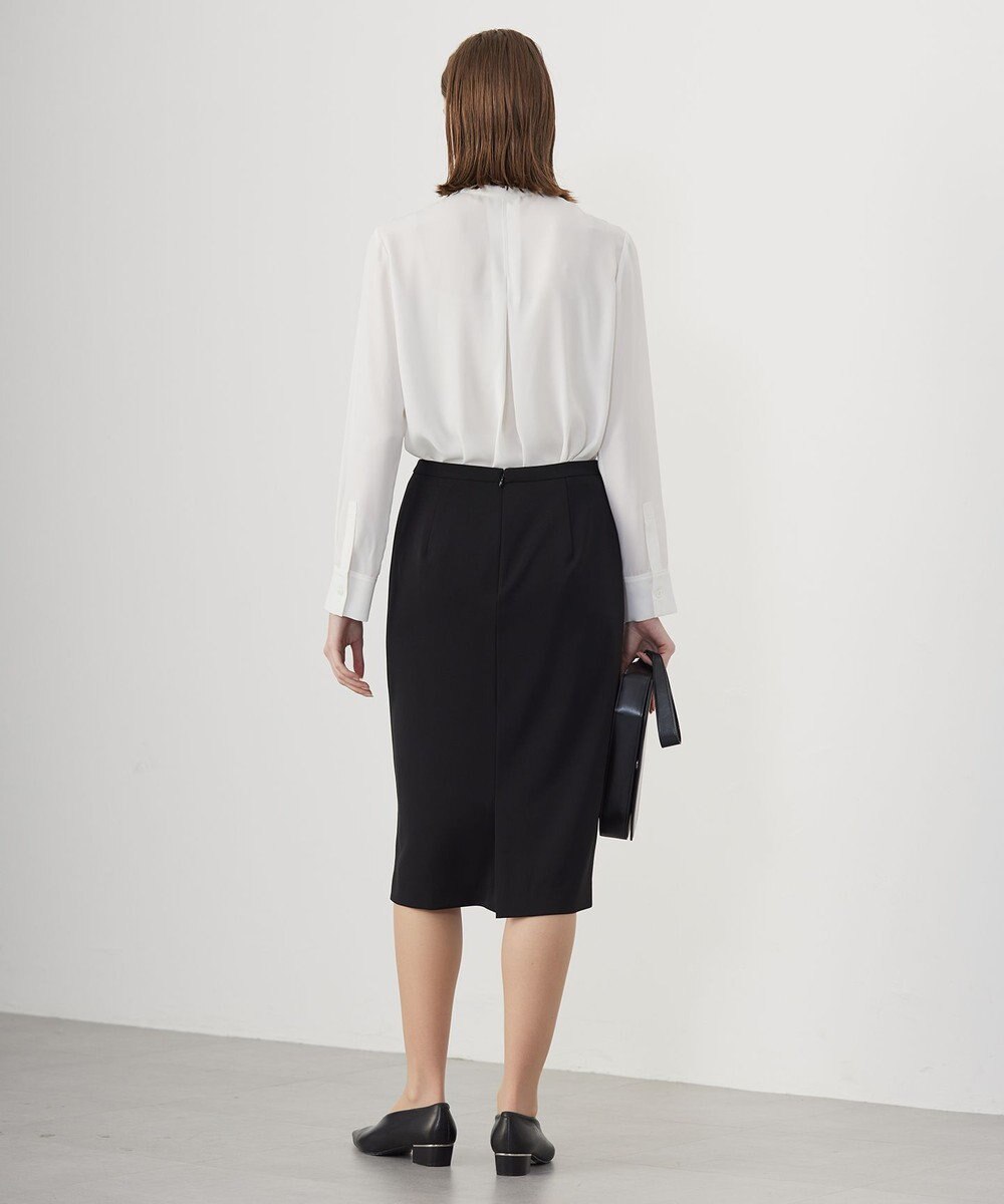 ICB L 【UVケア・速乾・洗える】BackSatinAmunzen バンドカラーブラウス 